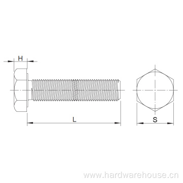 STAINLESS STEEL HEX CAP SCREW FULL THREAD